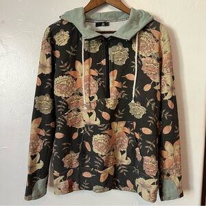 Ampersand Ave Floral Singlehood Hoodie Knit Sweatshirt Size Large